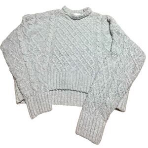 Pink Rose Light Gray Cable Knit Sweater